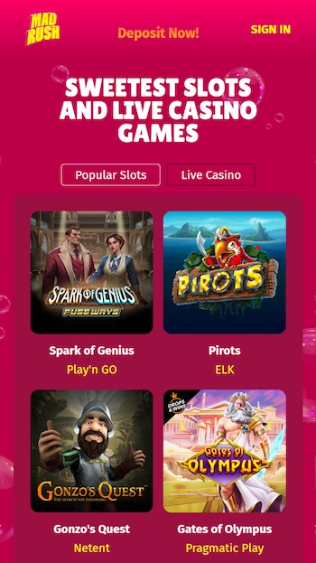 Sötaste slots och live casinospel